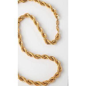 Vintage Signed NAPIER Gold Tone THICK Shiny Rope Twist Chain Necklace 18 inch